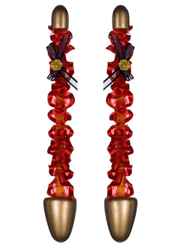 Ribbon Candee- Sheer Red Organza Satin trimmed ribbon
Sheer Black organza bow & Gold Metallic Rosette